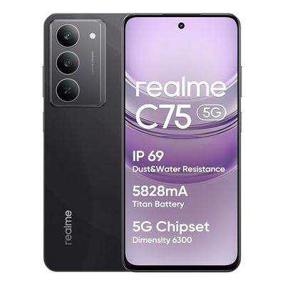 realme C75 5G Smartphone, 8+256GB, Batteria Titan da 5828 mAh, Chipset Dimensity 6300 5G, Display con Modalità comfort visivo da 120 Hz, Fotocamera AI da 50 MP, Nero