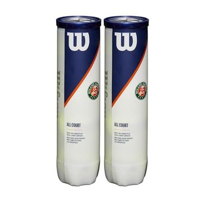 Wilson Roland Garros, WRT116402 Palline da Tennis Ufficiali, 2 Tubi da 4 Palline, Tutte le Superfici, 18 x 8