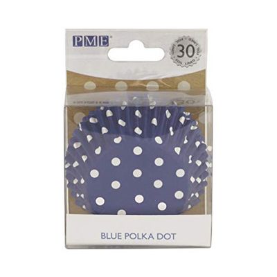 Étuis à cupcakes à pois bleus PME, doublés d'aluminium, Pk/30