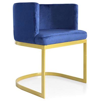 Chaise/Fauteuil Noellie Velours Bleu Pieds Or