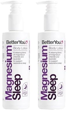 BetterYou Magnesium Sleep Lotion, Transdermal Magnesium Sleep Lotion Infused with Lavender & Chamomile to Support Sleep, Natural Sleep Aid, Better Sleep, Naturally, 180ml (Pack of 2)