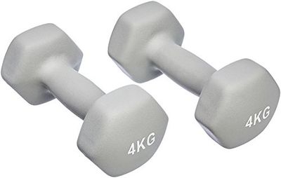 Amazon Basics - Par de halteres de neoprene, 8 kg (4 kg x 2 unidades) cinzento