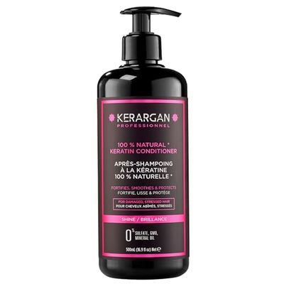 Kerargan - Après-Shampoing Ultra Réparateur à la Kératine pour Cheveux Abîmés et Stressés - Adoucissant, Lissant et Protecteur - Sans Sulfate, OGM, Huile Minérale - 500ml