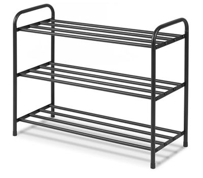 Massido Étagère à Chaussures à 3 Niveaux - 26 x 66 x 53 cm - pour 12 Paires de Chaussures - en Acier revêtu par pulvérisation - Noir léger