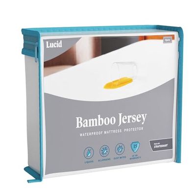 LUCID Protège-matelas en jersey de bambou de première qualité - Ultra doux - Imperméable - Double