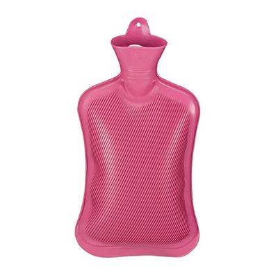 Relaxdays kruik rubber, zonder hoes. veilige waterkruik, warmwaterkruik 2 l, voor nek- en schouderpijn, bedkruik, roze