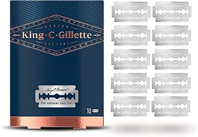 King C. Gillette UOMO LAMETTE di RICAMBIO per Rasoio di Sicurezza, Confezione da 10 Ricambi, LUNGA DURATA