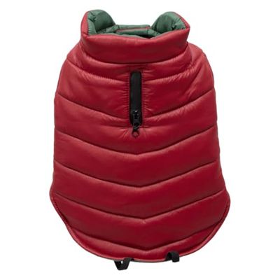 JACK AND VANILLA, Manteau élégant pour Chien, Fermeture éclair Pratique, Doublure Isolante, Confortable et stylé, Idéal pour Les promenades, Taille L, Couleur Rouge, Modèle 5Th Avenue Dogwalk