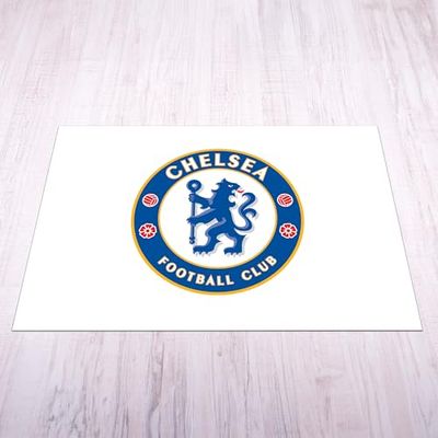 Licensed Décor Chelsea FC - Tapete Mediano (125 cm (Ancho) x 100 cm (Alto) - Escudo Completo sobre Blanco