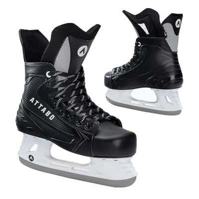 ATTABO IJshockeyschaatsen voor heren, maat 43 EU, hockeyschaatsen met schuimconstructie, comfortabele ijshockeyschaatsen, warme voering, ijshockeyschaatsen met lemmet van roestvrij staal
