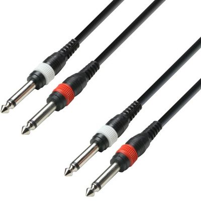 Adam Hall 3-stjärnserie 1 m 2 x 6,3 mm Jack Mono till 2 x 6,3 mm Jack Mono ljudkabel