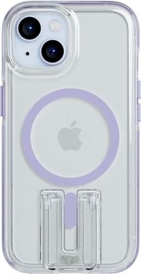 Tech 21 Evo Crystal Kick case for iPhone 15 - Compatible with MagSafe - Kickstand - Impact Protection Case - Lilac