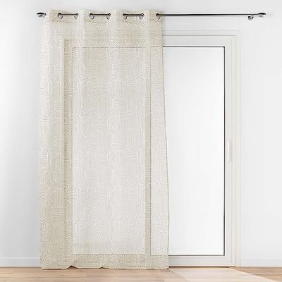 Douceur d'Intérieur, Net Curtain with Eyelets (140 x 240 cm) Pandora White Sandblasted Printed Voile