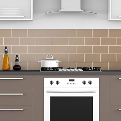 30 adesivi per piastrelle H10 x 20 cm, metropolitana dalle,Piastrelle adesive da parete per bagno, cucina, 50 x 120 cm, colore: tortora