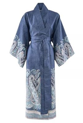 BASSETTI SABBIONETA kimono van 100% katoensatijn in de kleur blauw B3, maat: S-M - 9331465