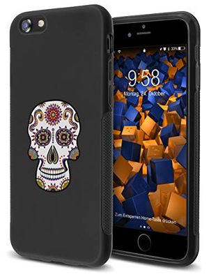 mumbi Fodral kompatibelt med iPhone SE 2 2020/7/8 mobiltelefon fodral mobiltelefonfodral dubbelt grepp med motiv Calavera vit färgglad, svart