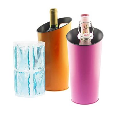 Koala Spain Lot de 2 refroidisseurs de bouteille de vin ou de cava, métalliques avec poignée, couleurs rose et orange, gel refroidisseur fabriqué en Espagne