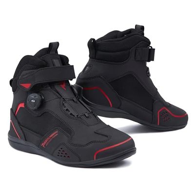 REBELHORN Mixte Spark II Botte de Motard, Noir/Rouge, 45 EU
