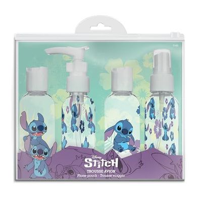 Disney Stitch - Kit Kobeleterie - Dianni da viaggio vuoti - 4 pezzi - viaggio ideale sull'aereo - 100 ml