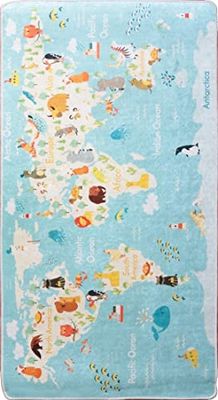 Mani TEXTILE TPS_MOND_BLE100 tapijt, polyester, blauw, 100 x 150 cm