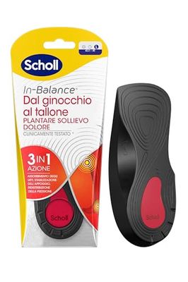 Scholl In-Balance dal Ginocchio al Tallone Plantare Sollievo Dolore, Plantari con Gel Ammortizzante a Doppio Strato con Supporto Flessibile, Taglia L (42.5-45), 1 Paio