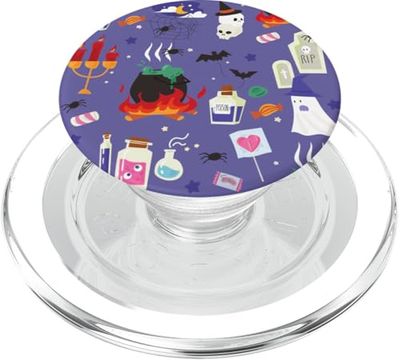 Lindo caldero de bruja de Halloween lápida cementerio poción PopSockets PopGrip para MagSafe