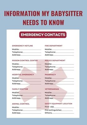 INFORMATION MY BABYSITTER NEEDS TO KNOW: Essential Nanny Handbook: Kids Emergency Contact Journal, Easy-to-use Daily Routine Tracker for Feeding, Nap ... Time Activities of Babies, Toddlers & Teens