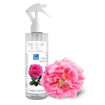 Hidrolato de Rosa Bio, Agua Floral Organica, Rosa de Bulgaria, Tónico y Limpiador Facial, 100% Natural, Hidratante, Calmante Piel Iritada, Antiedad Piel Madura, Refrescante 200 ml