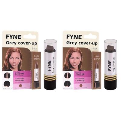 FYNE Root Touch Up Cover Stick - Instant Light Brown Grey Hair Cover Up - Magic Retouch Temporary Hair Colour for Men & Women (Pack of 2)
