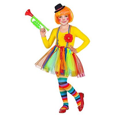 Widmann - Kinderkostuum clown, tutu, bretels met bloemen, mini-hoed, carnaval, themafeest, circus