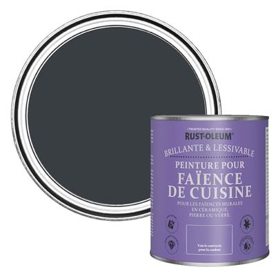 Rust-Oleum Peinture Grise Résistante à l'eau pour Faïence de Cuisine, Finition Brillante - Anthracite (RAL 7016) 750ml