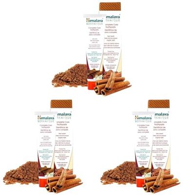 Himalaya Dentifrice Naturel Sans Fluorure, SLS, Gluten et Carraghénane 150 g (Lot de 3) - Botanique Complete Care Simply Cinnamon - Pâte - Dentifrice - Cinnamon, Fruit, Neem - 2+ ans