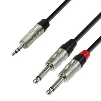 Adam Hall Cables 4 STAR YWPP 0150 - Câble Audio REAN Mini-Jack 3,5 mm stéréo vers 2 x Jack 6,35 mm mono 1,5 m