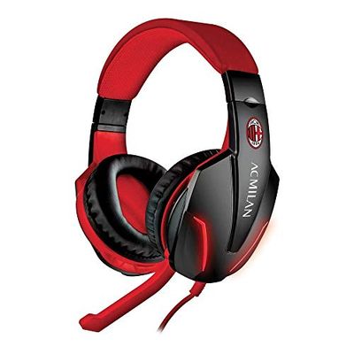 AC Milan TM-FL1-MIL, Kabel, OFFICIELL MULTIMEDIAL GAMING HÖRLUR, RÖD/SVART