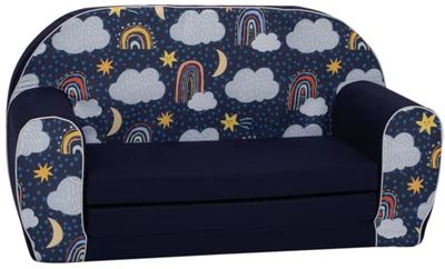 Delsit Barnsoffa att vika ut – barnsoffa med skumfyllning – soffa barn med avtagbart överdrag – barnmöbler barnsoffa flickor och pojkar – barnsoffa – 9 månader till 4 år – DT2-23087