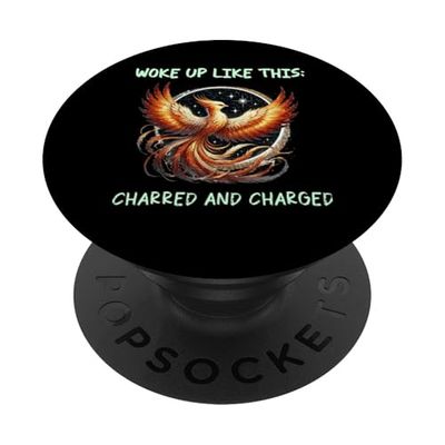 Me desperté así: carbonizado y cargado, renacimiento de Phoenix PopSockets PopGrip Adhesivo