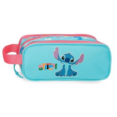 Joumma Disney Aloha Stitch Trousse Triple Bleue 22 x 10 x 9 cm Polyester