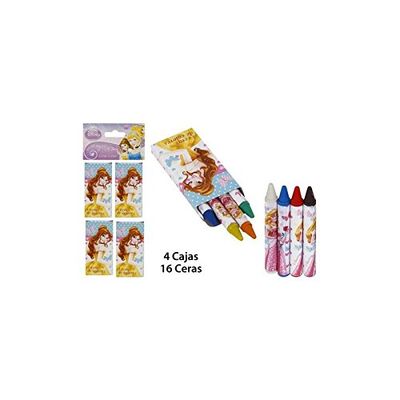 Disney - Verpakking kleurpotloden, 4 doosjes x 4 waskrijtjes, Princess, 16 stuks