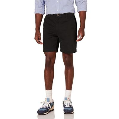 Amazon Essentials Short Chino, Coupe ajustée, 17,78 cm Homme, Noir, 28W