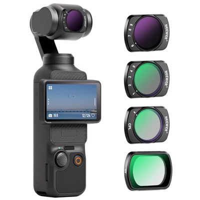 NEEWER Magnéticos Variables ND Filtros Kit Compatible con DJI OSMO Pocket 3, 4 Pack UV CPL ND2-32(1-5 Stop) ND64-512(6-9 Stop) Densidad Neutra Filtro, Cristal óptico HD Multicapa/Aluminio Marco