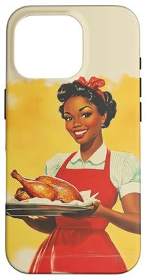 Poster vintage pinup con pollo arrosto ragazza con chef retrò Custodia per iPhone 16 Pro