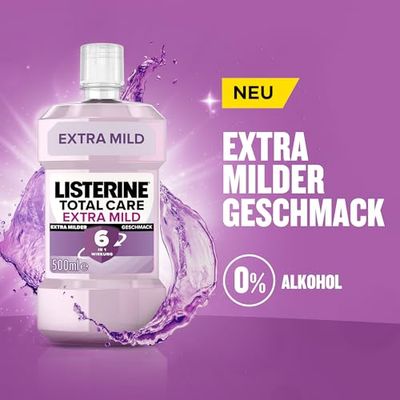 LISTERINE Total Care Extra Mild (6 x 500 ml), collutorio protettivo senza alcool