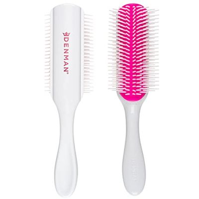 Denman Curly Hair Brush D4 (Cherry Blossom) 9 Row Styling Brush for Styling, Smoothing Longer Hair and Defining Curls - For Women and Men