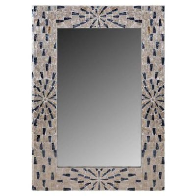 Espejo Rectangular De Madera Acabado En Capiz Negro