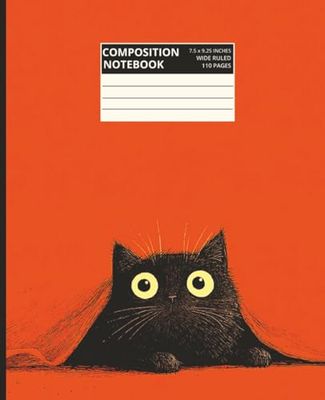 Cute Black Cat Composition Notebook: Adorable Wide-Eyed Kitty Under Blanket | 110 Lined Pages for Journaling, School Notes, or Creative Writing | Perfect Gift for Cat Lovers & Students
