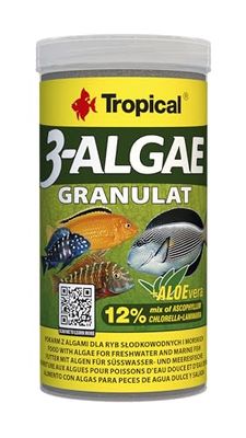 3-ALGAE GRANULAT 250ml / 110g - Mangime universale per pesci d'acqua dolce e marini, in granuli