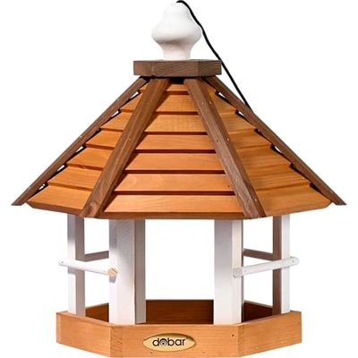 dobar® Green Label Grande mangeoire pour Oiseaux Sauvages à Suspendre - Octobre doré - 33,5 x 29 x 34 cm - Marron/Blanc