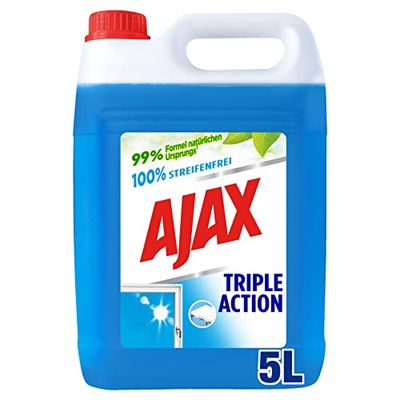 Ajax Bidón limpiador de vidrio de 5 l para rellenar fácilmente la botella pulverizadora, 100% sin rayas.