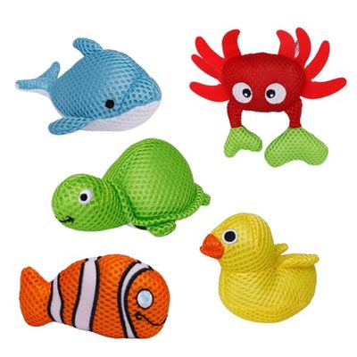 alldoro Aquanauts 60326 - Juguetes para bañera (5 Unidades, poliéster, 10-12 cm, Multicolor), diseño de Animales de baño flotantes para niños