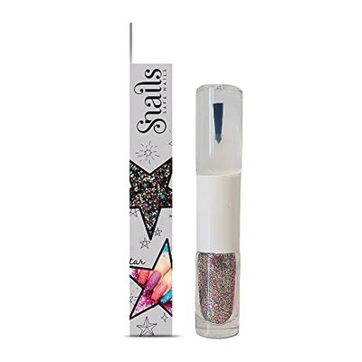 Snails 510219 - Smalto glitterato per bambini 2 in 1, colorato, top coat & glitter, formula peel-off, sfoderabile, a base d'acqua, innocuo, vegano